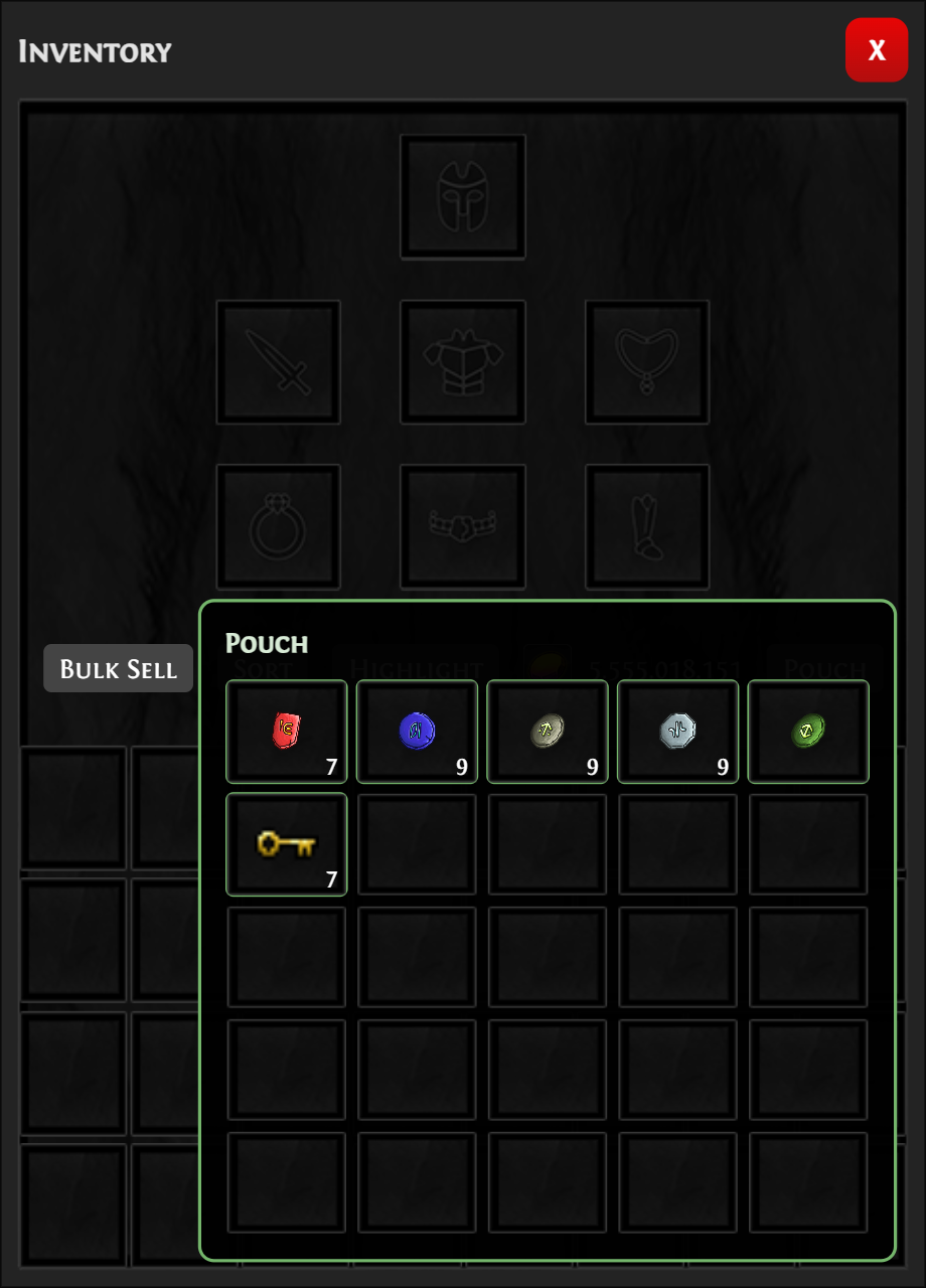 New pouch inventory feature from Zenith League in Pixel Valkyrie